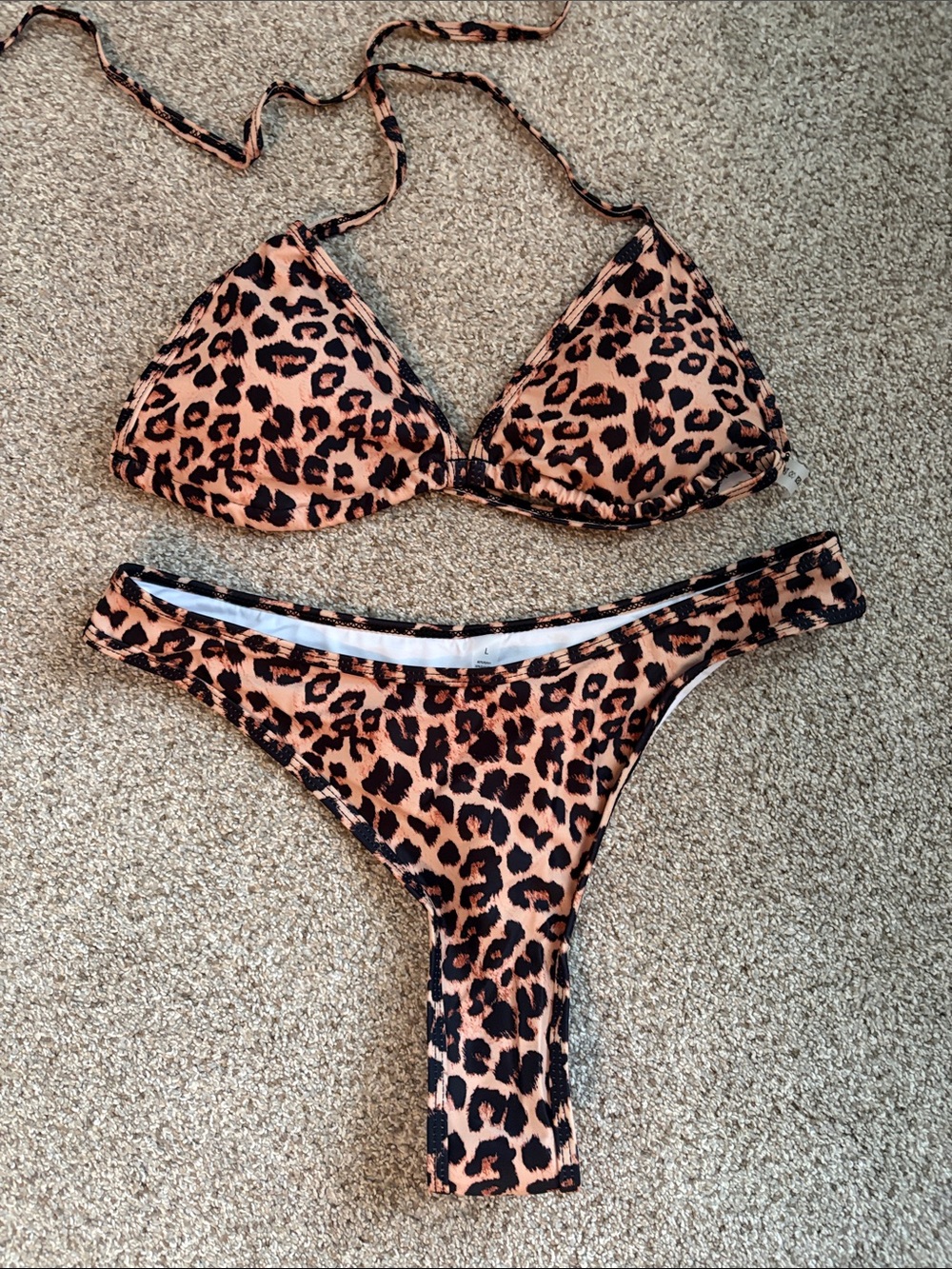 NEVER WORN! Leopard Print Triangle Bikini Set